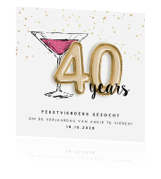 Verbazingwekkend Uitnodiging 40 jaar verjaardag cocktail confetti YT-58