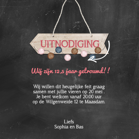 Uitnodiging 12 5 Jaar Getrouwd Met Lampionnen En Foto