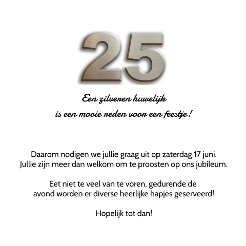 Uitnodiging Huwelijksjubileum Met Zilveren 25