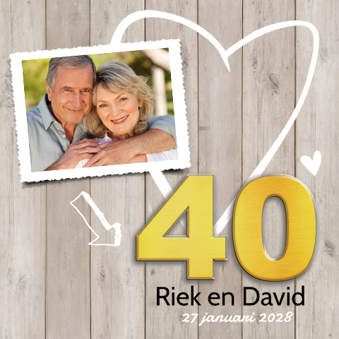 Uitnodiging veertig jaar getrouwd met gouden 40