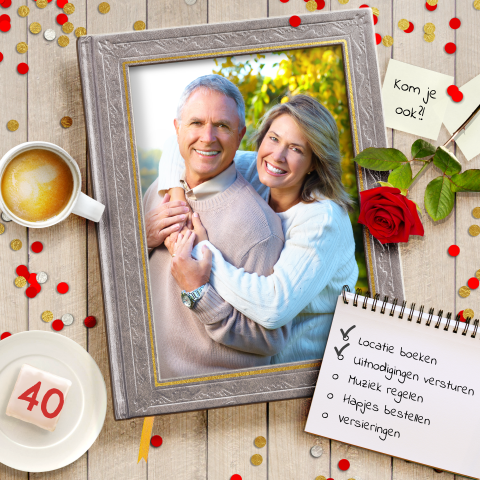 40 jaar getrouwd uitnodiging met fotolijst