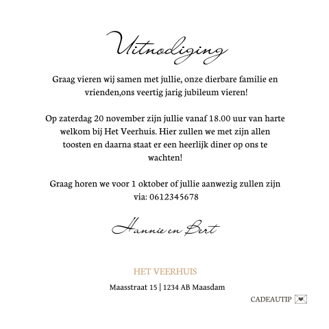 Sierlijke Uitnodiging Met Foto Voor 40 Jarig Jubileum