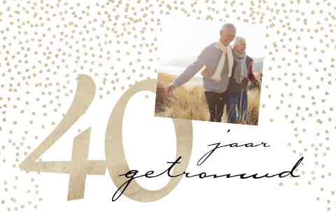 40 jaar getrouwd uitnodiging met hartjes confetti