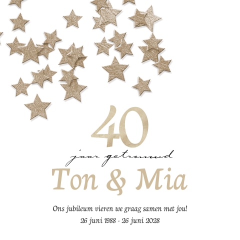 40 jaar getrouwd uitnodiging met sterren confetti