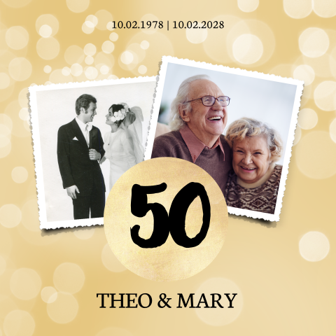 Uitnodiging 50 jaar getrouwd met zacht gouden kleur
