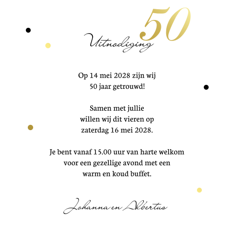 50 Jaar Getrouwd Uitnodigingen Gouden Huwelijk Met Foto