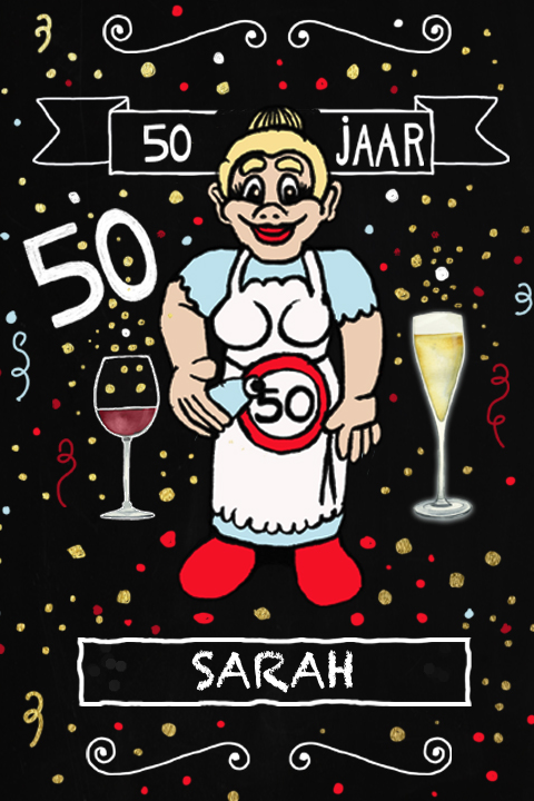 Uitnodiging 50 jaar verjaardag met Sarah pop