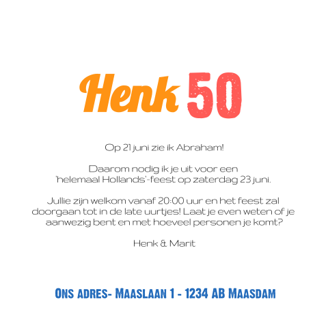 Uitnodiging 50 jaar met Hollands fotokader