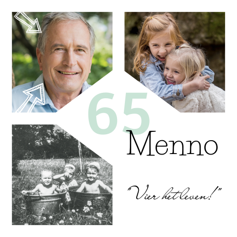 Uitnodiging voor een 65e verjaardag met foto opties