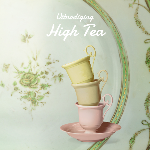 Uitnodiging voor high tea met stijlvol servies