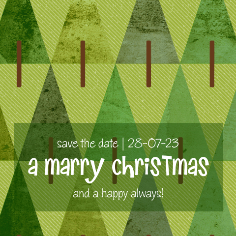 Hippe geometrische kerst en savethedate kaart met bomen