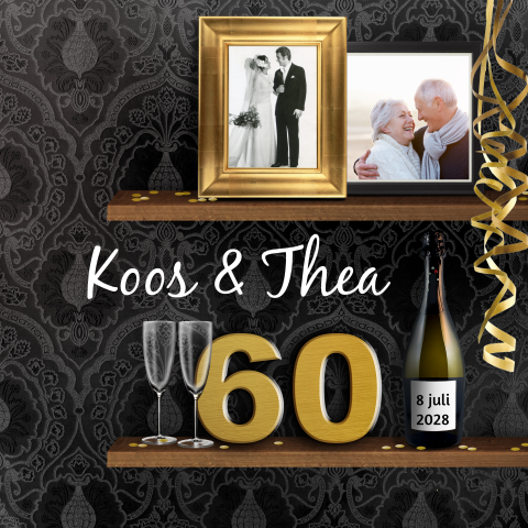 Uitnodiging 60 jaar getrouwd met fotolijst