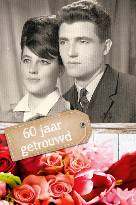 Jubileum uitnodiging 60 jaar getrouwd met rozen