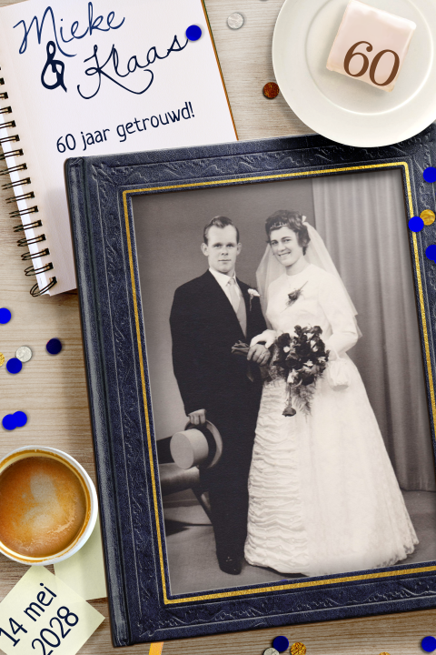 60 jaar getrouwd uitnodiging met fotolijst