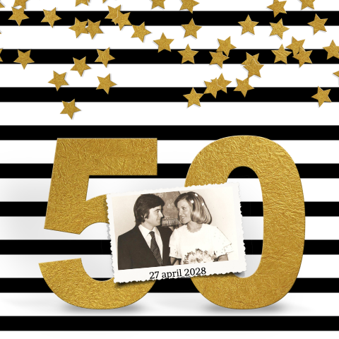 Huwelijksjubileum 50 jaar met hippe streep
