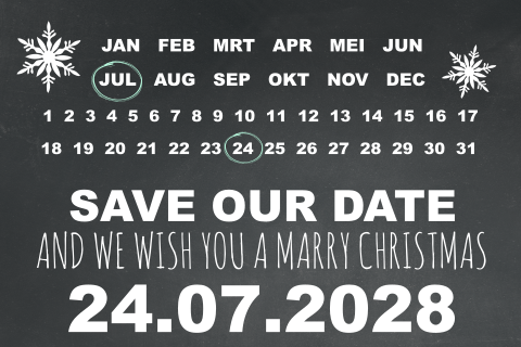 Save the dat kerst met krijtbord en kalender