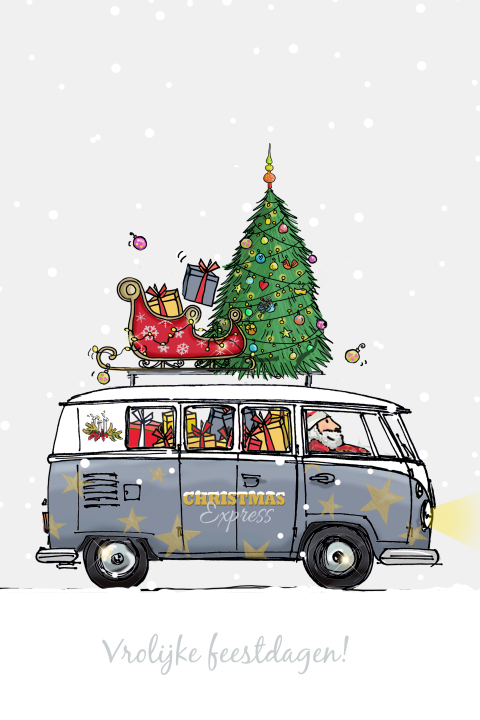 Kerstkaart met Volkswagenbus 