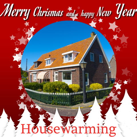 Kerstkaart en uitnodiging housewarming met foto