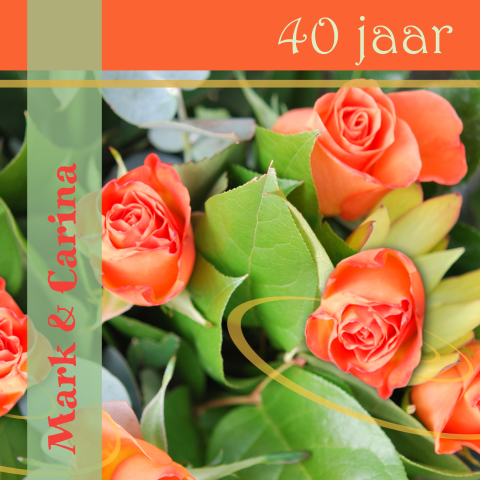 Uitnodiging voor 40 jarig huwelijk met rozen