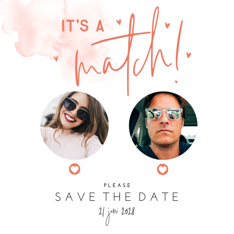 Save the Date card Tinder I It's a match