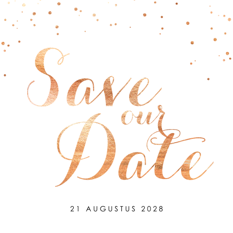 Save The Date Kaart Met Bronskleurige Stipjes