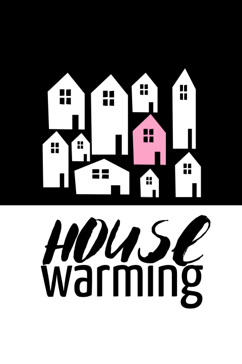 Stoere housewarming uitnodiging in zwart wit