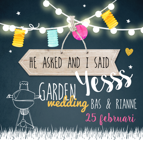 Uitnodiging voor een bruiloft in de tuin
