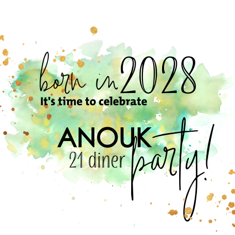 Uitnodiging 21 diner met groene watercolor