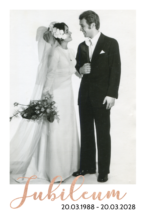 Uitnodiging 40 jaar getrouwd met foto en rose gouden letters