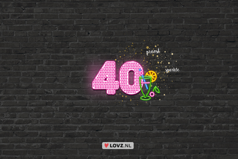 Verjaardags uitnodiging 40 neon cocktail