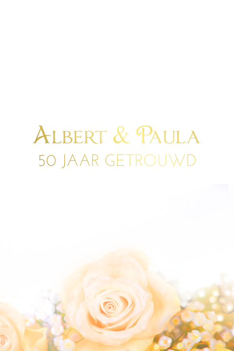 Jubileumkaart  50 jaar met rozen en gouden letters