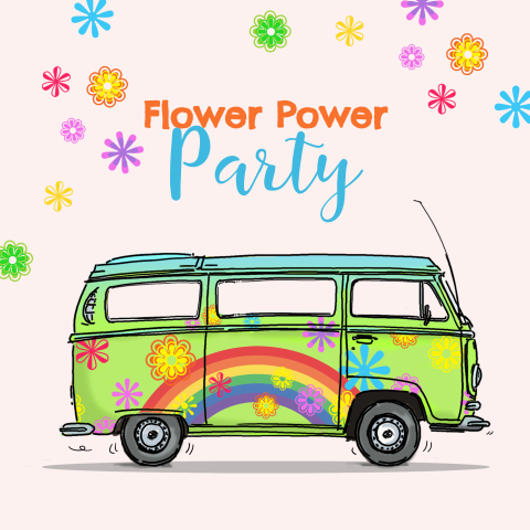 Uitnodiging 50 jaar verjaardag flower power