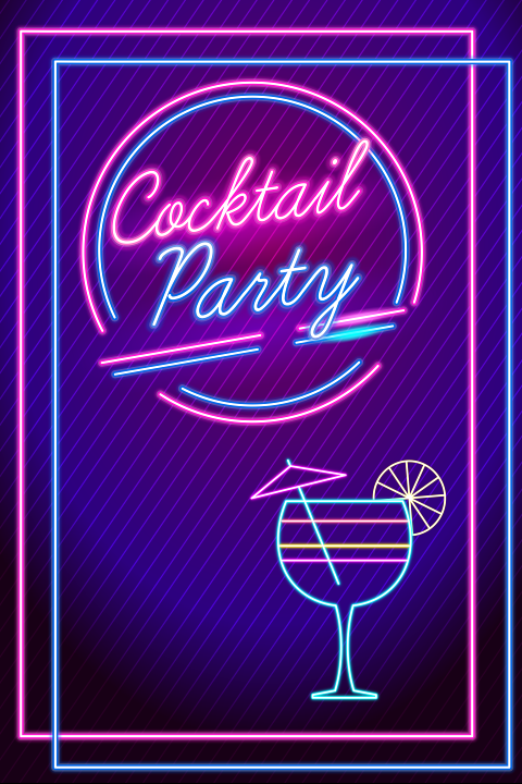 Uitnodiging cocktail party met neon