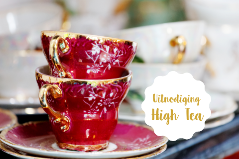 Uitnodiging high tea met retro kopjes