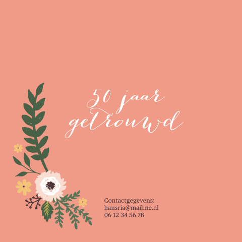 Uitnodiging huwelijksjubileum 50 jaar met bloemenkrans