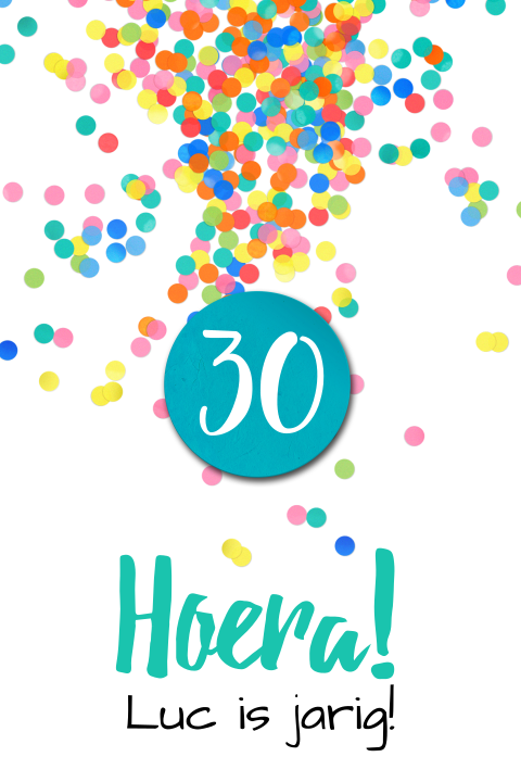 Vrolijke confetti uitnodiging voor een 30e verjaardag