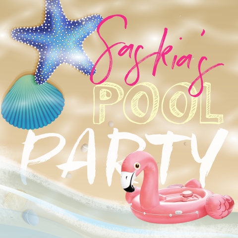 Uitnodiging voor een verjaardag met pool party