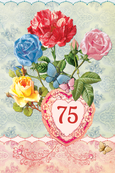 Mooie vintage uitnodiging met kleurrijke bloemen
