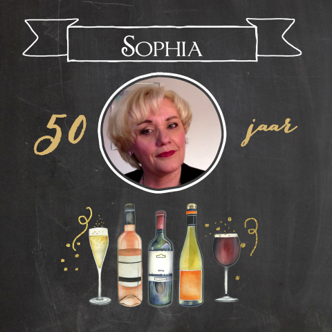 Uitnodiging verjaardag 50 jaar met wijn