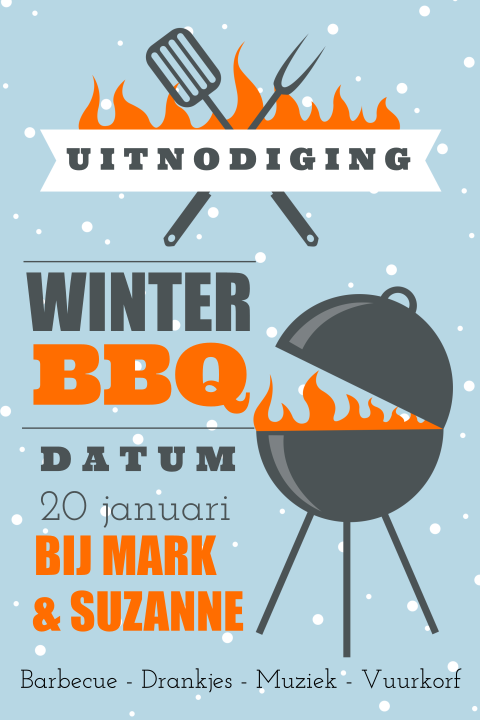 Uitnodiging winter barbecue met sneeuw