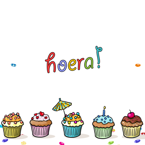 Vrolijke verjaardagskaart met cupcakes 