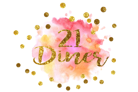 21 diner uitnodiging met gouden confetti