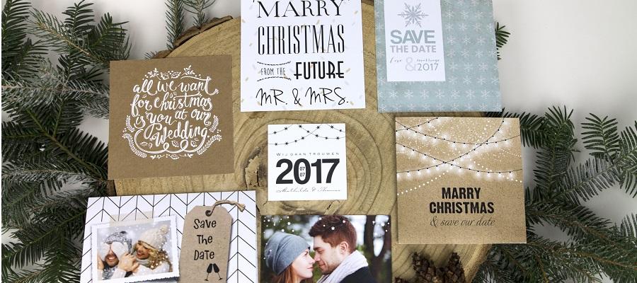 Save the date kerstkaart: Kondig je bruiloft jubelend aan!