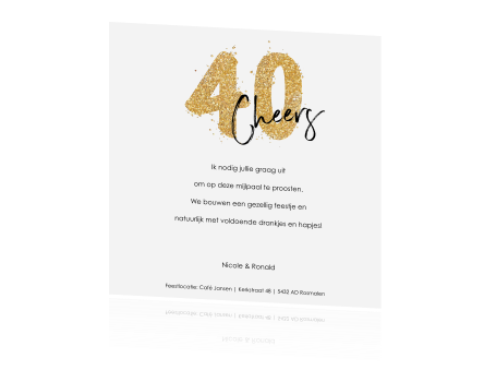Spiksplinternieuw Uitnodiging 40 jaar verjaardag glitter confetti cijfer FL-46
