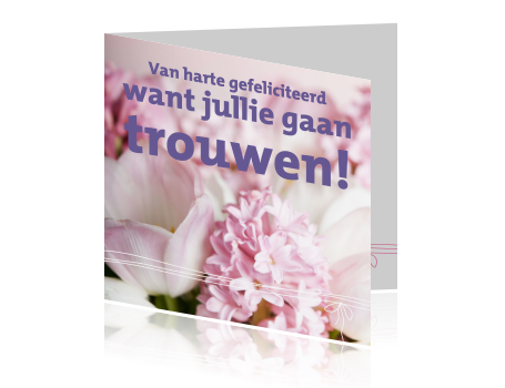 Wonderbaar Felicitatie trouwen met roze hyacint ZY-44