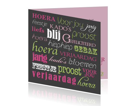 Wonderbaar Verjaardagskaart happy tekst roze NC-98