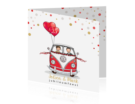 Beste Jubileumkaart voor 25 jarig huwelijk met busje MV-32