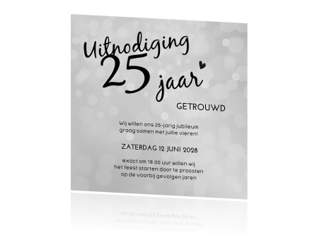 Goede Uitnodiging 25 jaar getrouwd grijs stippen EM-01