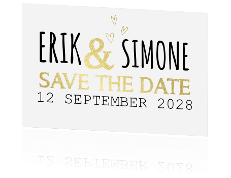 Ongebruikt Hippe Save the Date kaart met hartjes WD-68