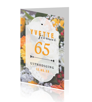 Beste 65 jaar verjaardag met bloemen achtergrond MS-78